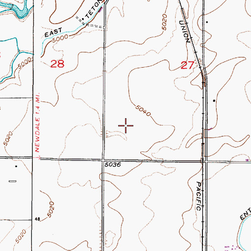 Topographic Map of Teton-Newdale Division, ID