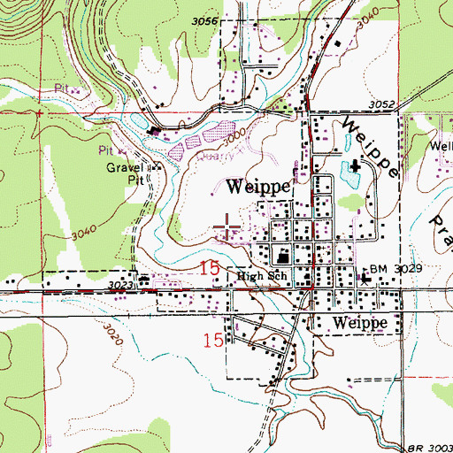 Topographic Map of Weippe Division, ID