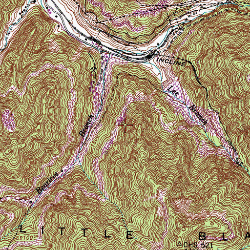 Topographic Map of Alva Division, KY