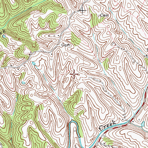 Topographic Map of Southwest Anderson Division, KY