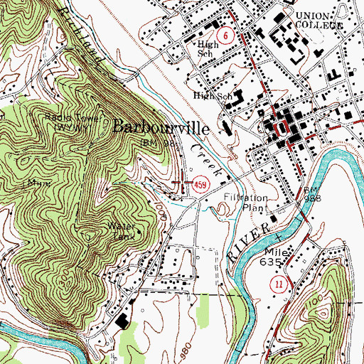 Topographic Map of Barbourville Division, KY