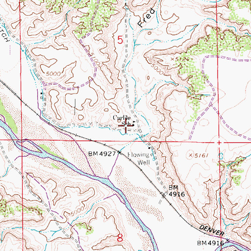 Topographic Map of Carlile School, CO