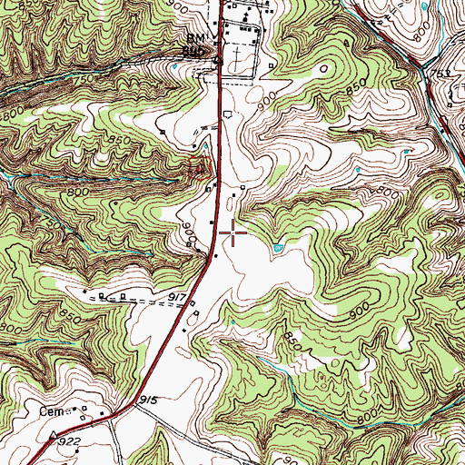 Topographic Map of Bedford Division, KY
