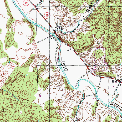 Topographic Map of Bradfordsville Division, KY