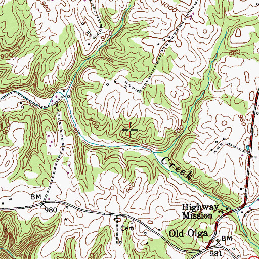 Topographic Map of Bryan Division, KY