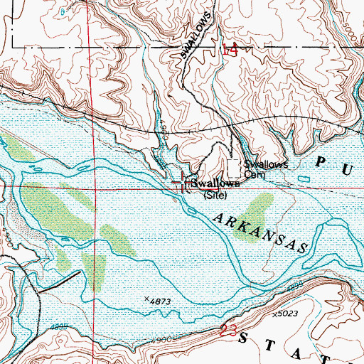 Topographic Map of Swallows, CO