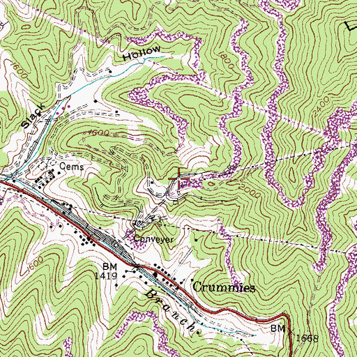 Topographic Map of Cawood Division, KY