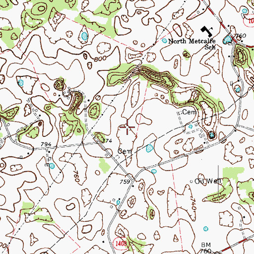 Topographic Map of Center Division, KY
