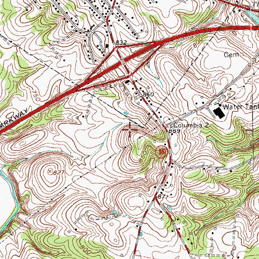 Topographic Map of Columbia Division, KY