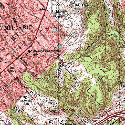 Topographic Map of Covington Division, KY