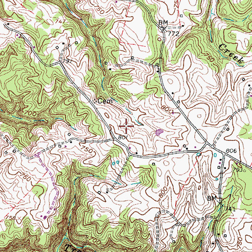 Topographic Map of Donansburg Division, KY