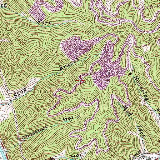 Topographic Map of Elkhorn City Division, KY