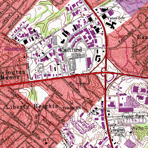 Topographic Map of Fayette Division, KY