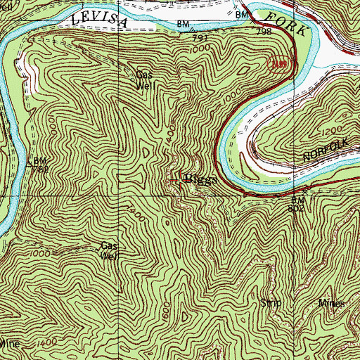 Topographic Map of Fedscreek Division, KY