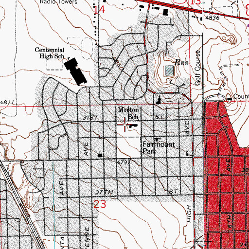 Topographic Map of Morton Elementary School, CO