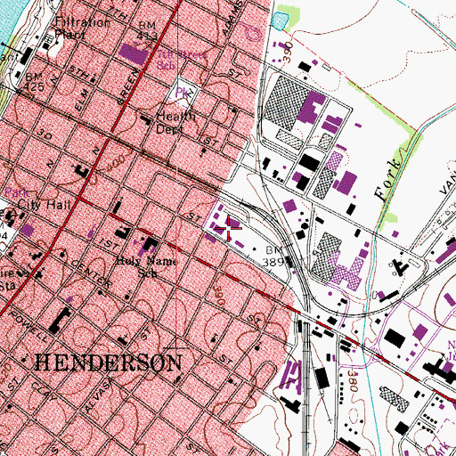 Topographic Map of Henderson Division, KY