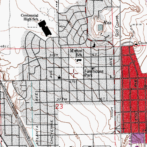 Topographic Map of Fairmont Park, CO