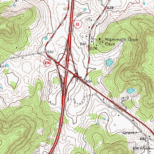 Topographic Map of Horse Cave Division, KY