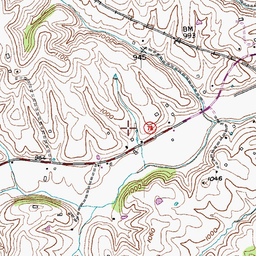 Topographic Map of Hustonville Division, KY