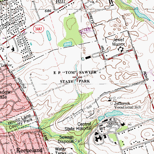 Topographic Map of Jefferson Northeast Division, KY