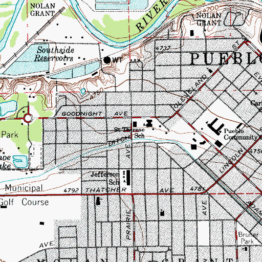 Topographic Map of Saint Therese Catholic School, CO