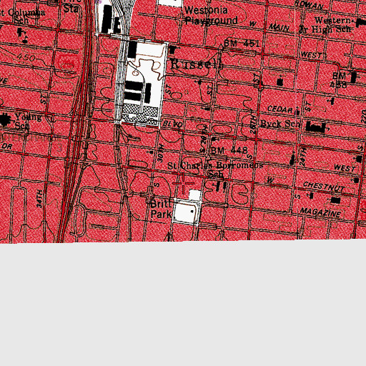 Topographic Map of Louisville West Division, KY