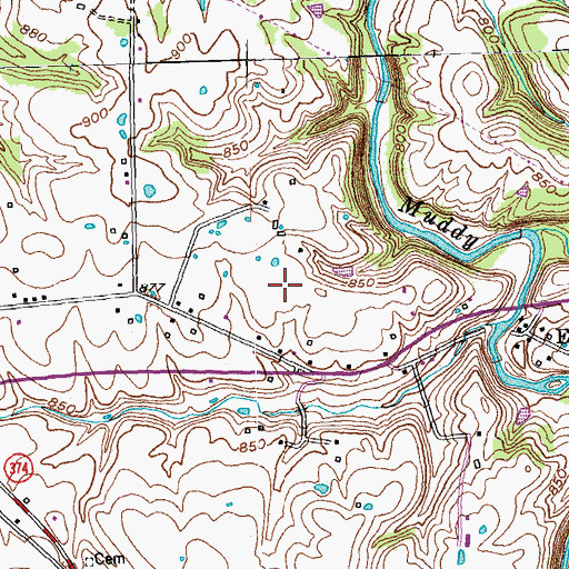 Topographic Map of Waco-Bybee Division, KY
