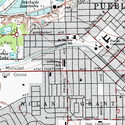 Topographic Map of Jefferson School, CO