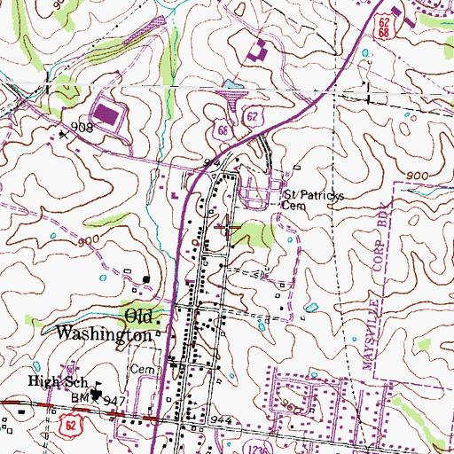 Topographic Map of Maysville Division, KY