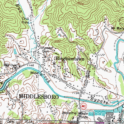 Topographic Map of Middlesborough Division, KY