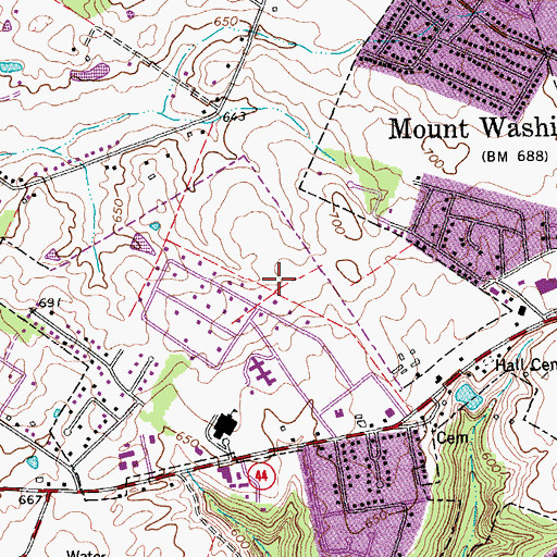 Topographic Map of Mount Washington Division, KY
