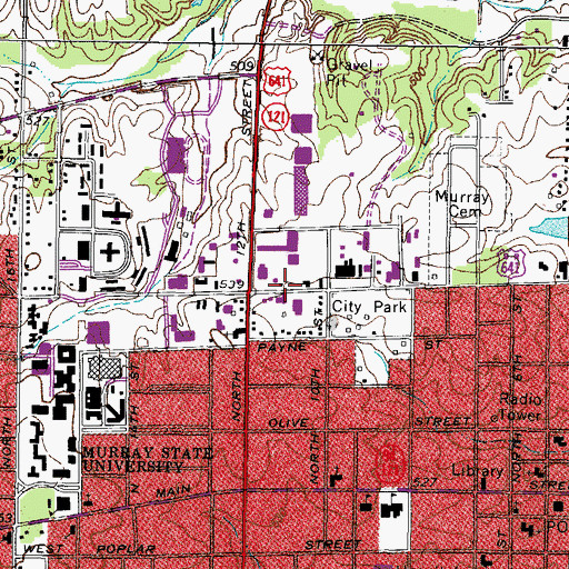 Topographic Map of Murray Division, KY