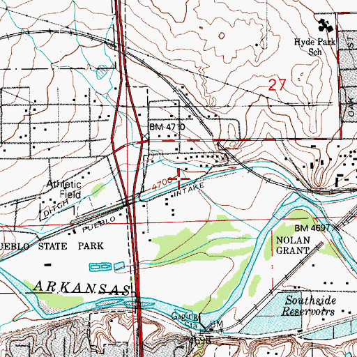 Topographic Map of Pueblo Intake, CO