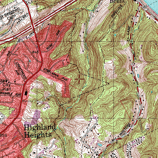 Topographic Map of Newport-Fort Thomas Division, KY