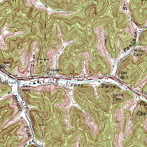 Topographic Map of Oakdale Division, KY