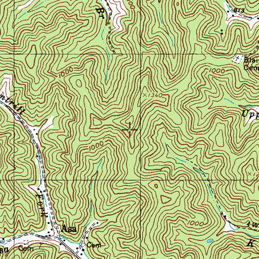 Topographic Map of Oil Springs Division, KY