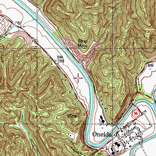 Topographic Map of Oneida Division, KY
