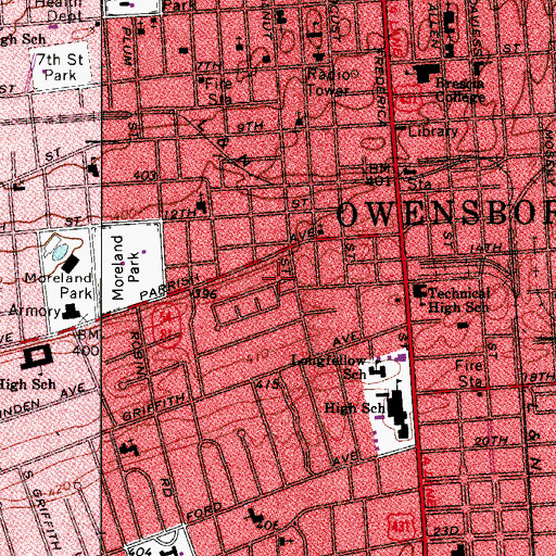 Topographic Map of Owensboro Division, KY