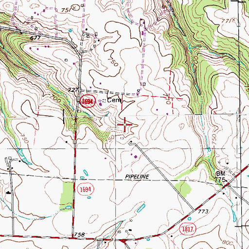 Topographic Map of Pewee Valley Division, KY