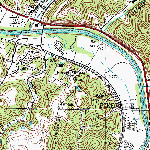 Topographic Map of Pikeville Division, KY
