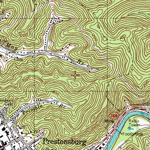 Topographic Map of Prestonsburg Division, KY