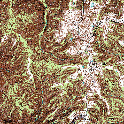 Topographic Map of Prestonville Division, KY