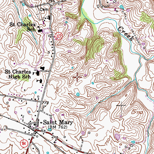 Topographic Map of Saint Mary Division, KY