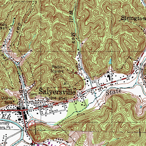 Topographic Map of Salyersville Division, KY