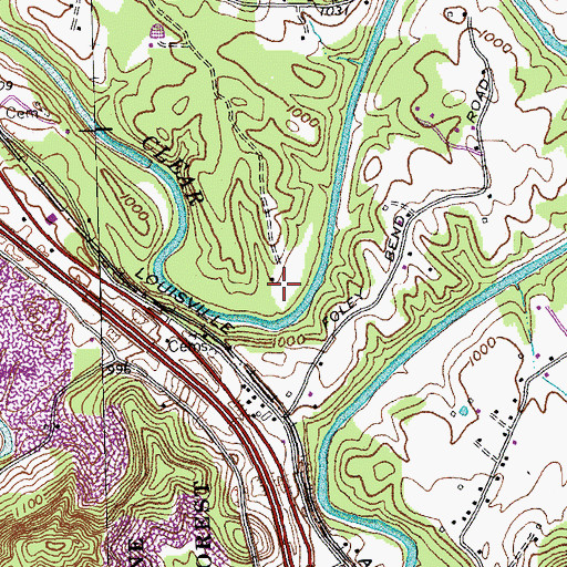 Topographic Map of Saxton Division, KY