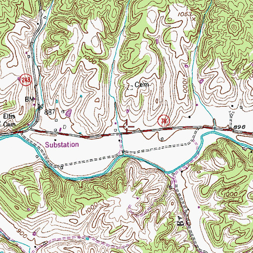 Topographic Map of Dividing Ridge Division, KY