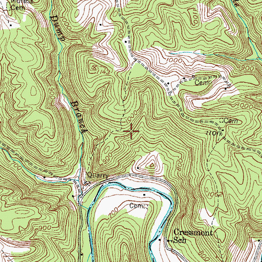 Topographic Map of Southwest Lee Division, KY