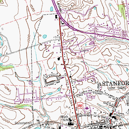 Topographic Map of Stanford Division, KY
