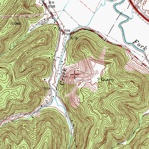 Topographic Map of Stanton Division, KY