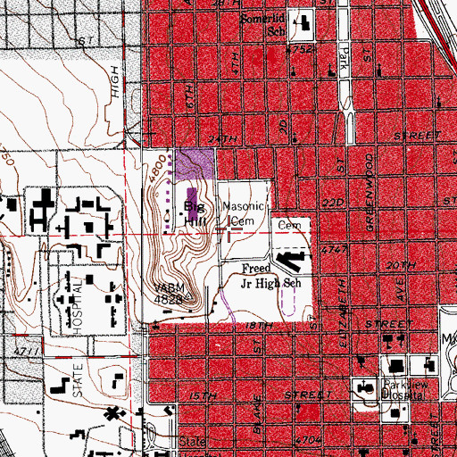 Topographic Map of Masonic Cemetery, CO
